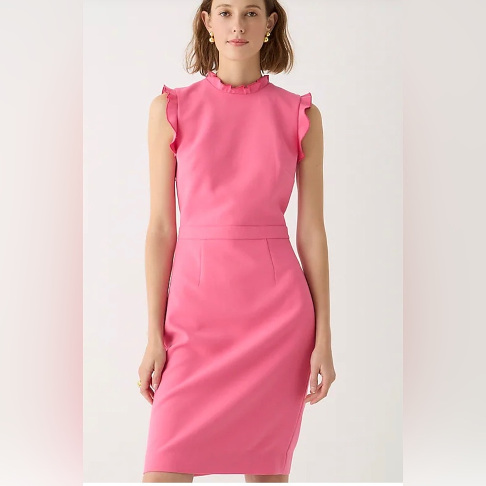 J.Crew Ruffle-trim sheath dress in stretch crepe BP646